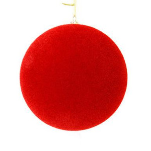  Vickerman 5" Red Flocked Ball Christmas Ornament 4 per bag 