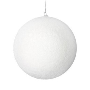 Vickerman 8" White Flocked Ball Christmas Ornament