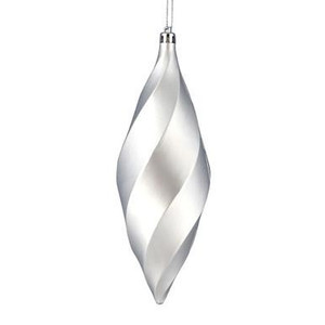  Vickerman 8" Silver Matte Swirl Finial Christmas Ornament Pack of 6 