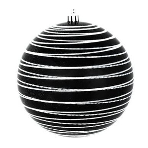  Vickerman 6" Black Candy Finish Ball Christmas Ornament with Glitter Lines 3 per Bag 