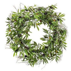 Vickerman 24" Artificial Green Olive Leaf Wreath
