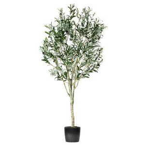 Vickerman 72" Artificial Green Olive Tree in Black Planters Pot