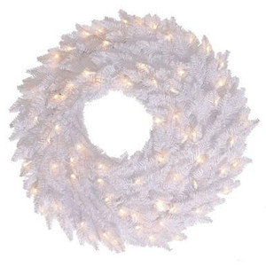  Vickerman 60" White Fir Artificial Christmas Wreath Warm White Dura-Lit LED lights 