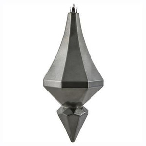 Vickerman 8" Pewter Candy Finish Diamond Finial Christmas Ornament Pack of 2