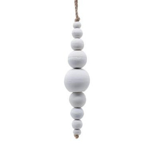 Vickerman 7" White Wooden Bead Christmas Ornament 2 pieces per unit