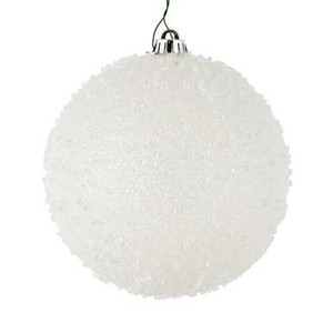  Vickerman 6" White Ice Ball Christmas Ornament 4 per Bag 