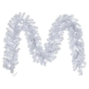 Vickerman 9' Crystal White Spruce Artificial Christmas Garland with Pure White LED Mini Lights
