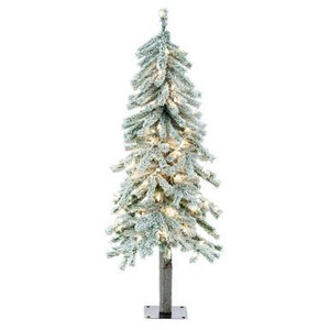 Vickerman 4' Flocked Alpine Artificial Christmas Tree Pure White Single Mold LED  lights