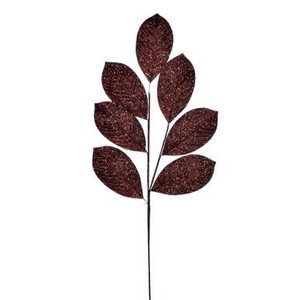 Vickerman 27" Artificial Mocha Glitter Leaf Christmas Spray 4 per bag