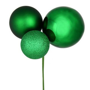  Vickerman 18" Green Ball Ornament Christmas Pick Pack of 2 