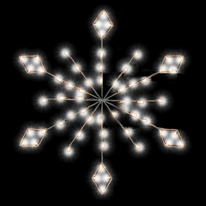 Vickerman 4' Diamond Snowflake Pole Decoration With 48 Pure White LED Lights