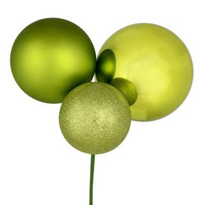 Vickerman 18" Lime Ball Ornament Christmas Pick Pack of 2 