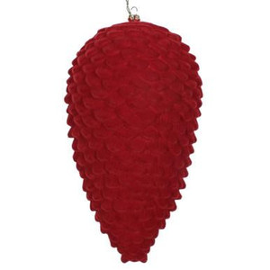  Vickerman 10" Burgundy Flocked Pinecone Christmas Ornament 