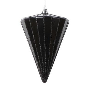 Vickerman 6" Shiny Black Cone Christmas Ornament 3 per bag