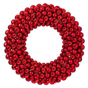 Vickerman 36" Red Shiny and Matte Ball Wreath