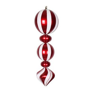 Vickerman 24" White and Red Peppermint Candy Finish Finial Christmas Ornament