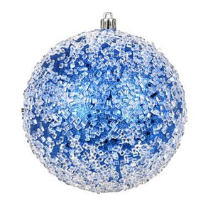  Vickerman 4" Blue Glitter Hail Ball Christmas Ornament 6 per Bag 