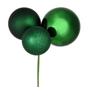  Vickerman 18" Emerald Ball Ornament Christmas Pick Pack of 2 