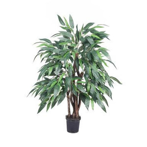  Vickerman 4' Artificial Mango Extra Full Bush Black Plastic Pot 