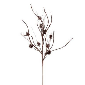 Vickerman 32" Mocha Mini Pinecone Twig Glitter Spray 6 per bag