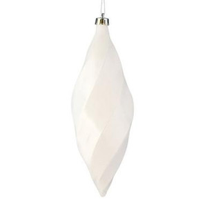 Vickerman 8" White Shiny Swirl Finial Christmas Ornament Pack of 6
