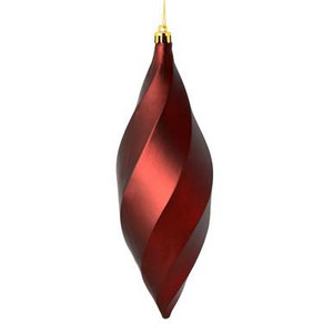 Vickerman 8" Burgundy Matte Swirl Finial Christmas Ornament Pack of 6 