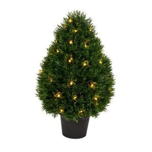 Vickerman Artificial 24" High X 15" Wide Cedar Teardrop Shaped Bush warm white 3mm LED lights