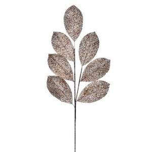 Vickerman 27" Artificial Champagne Glitter Leaf Christmas Spray 4 per bag