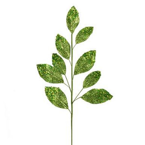 Vickerman 29" Lime Glitter Leaf Artificial Christmas Spray