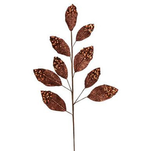 Vickerman 29" Mocha Glitter Leaf Artificial Christmas Spray