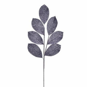 Vickerman 27" Artificial Pewter Glitter Leaf Christmas Spray 4 per bag