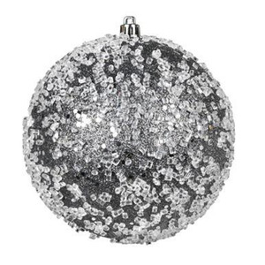 Vickerman 8" Pewter Glitter Hail Ball Drilled Wired