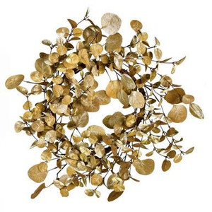  Vickerman 22" Gold Eucalyptus Artificial Christmas Wreath Unlit 