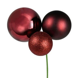  Vickerman 18" Burgundy Ball Ornament Christmas Pick Pack of 2 