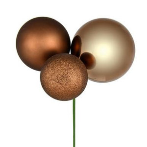  Vickerman 18" Mocha Ball Ornament Christmas Pick Pack of 2 