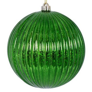 Vickerman 6" Emerald Shiny Lined Mercury Ball Christmas Ornament 4 per bag