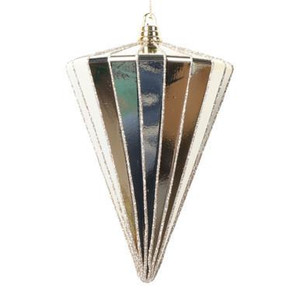  Vickerman 6" Shiny Champagne Cone Christmas Ornament 3 per bag 