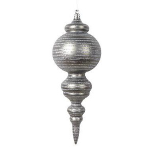Vickerman 10" Matte Pewter Finial Christmas Ornament 2 per bag
