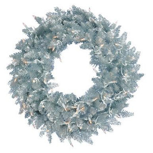 Vickerman 30" Silver Fir Artificial Christmas Wreath Warm White Dura-Lit LED lights
