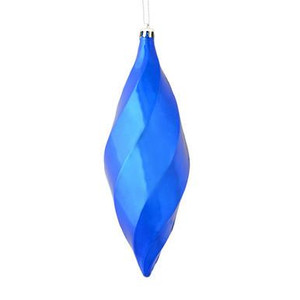 Vickerman 8" Blue Shiny Swirl Finial Christmas Ornament Pack of 6