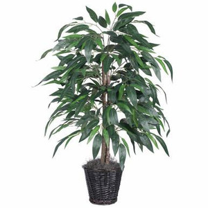  Vickerman 4' Artificial Mango Bush Rattan Basket 