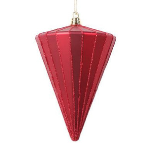 Vickerman 6" Matte Red Cone Christmas Ornament 3 per bag