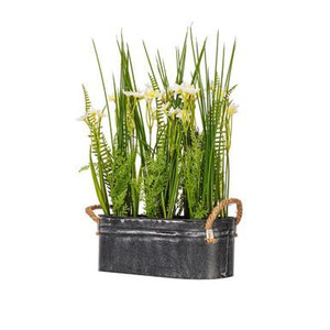  Vickerman 16" Artificial Daffodil in Galvanized Pot 