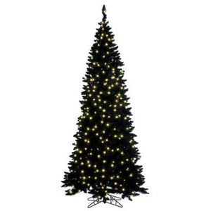 Vickerman K221566LED 6.5ft Flocked Black Christmas Tree with Warm LED Lights