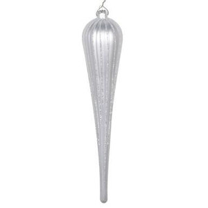 Vickerman MT195007D - 11" Silver Glitter Drop Christmas Ornament