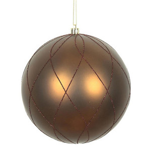  Vickerman N170776D 6" Mocha Matt Glitter Swirl Ball 3/Bx