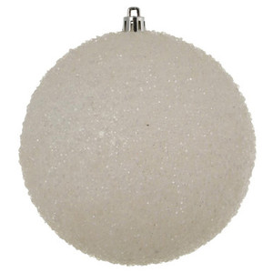Vickerman N185711D 4.75" White Beaded Ball Drilled 6/Bag