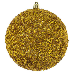  Vickerman N185708D 4.75" Gold Beaded Ball Drilled 6/Bag