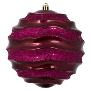 Vickerman M132121 8" Berry Red Candy Glitter Wave Ball