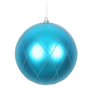 Vickerman N170612D 4" Turquoise Matt Glitt Swirl Ball 4/Bx
